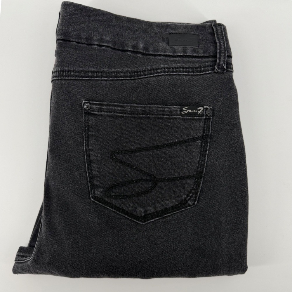 Seven7 Tummyless High Rise Skinny Jeans Womens 16 Black Stretch denim Distressed